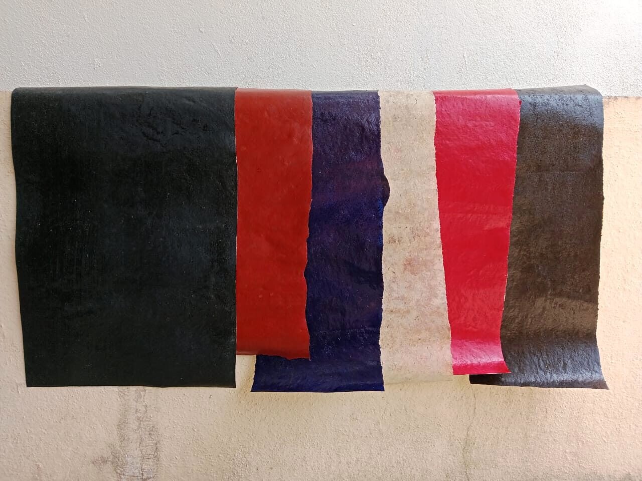 Finished coloured areca leather sheets