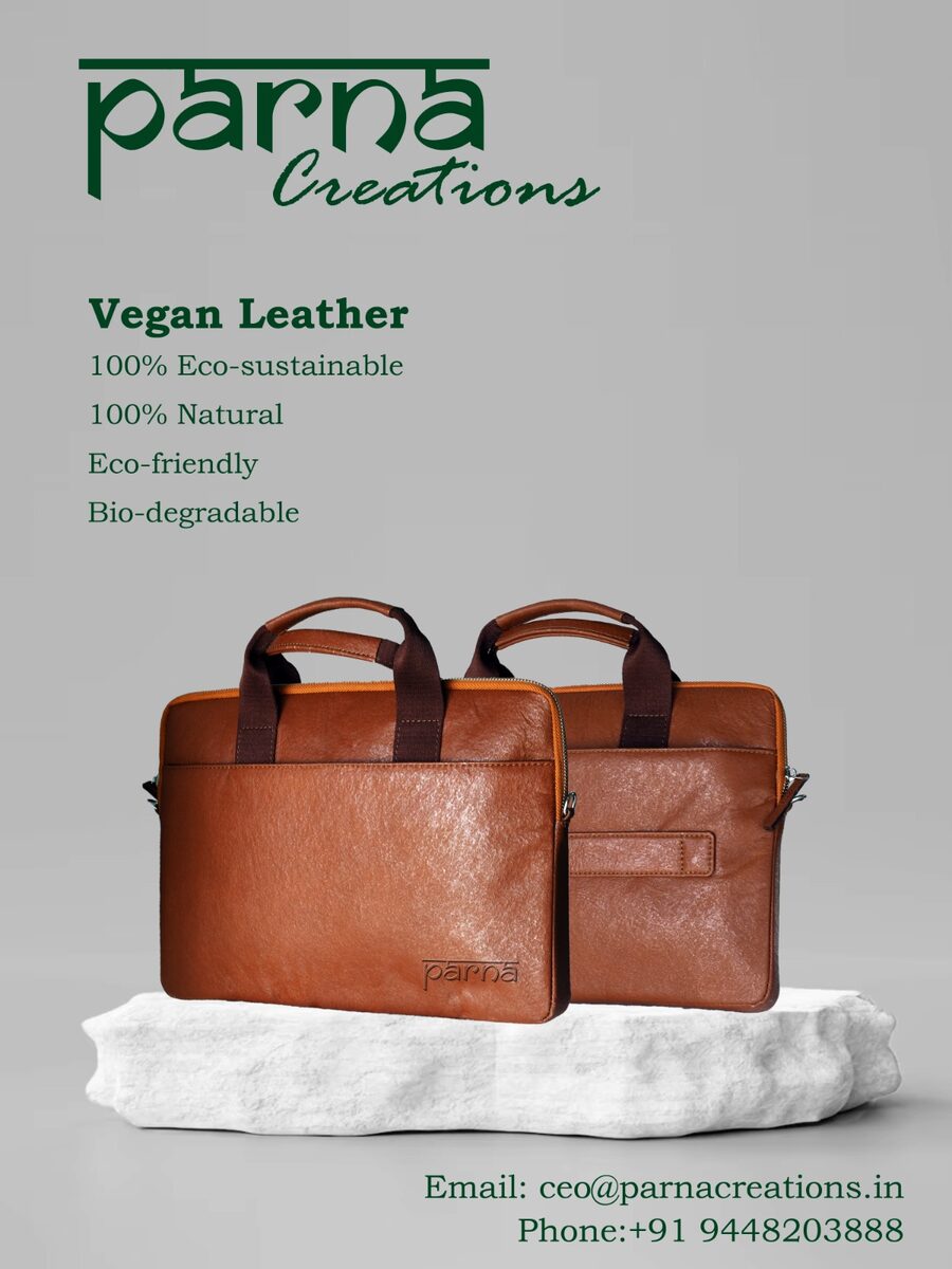 Executive laptop bag in areca vegan leather